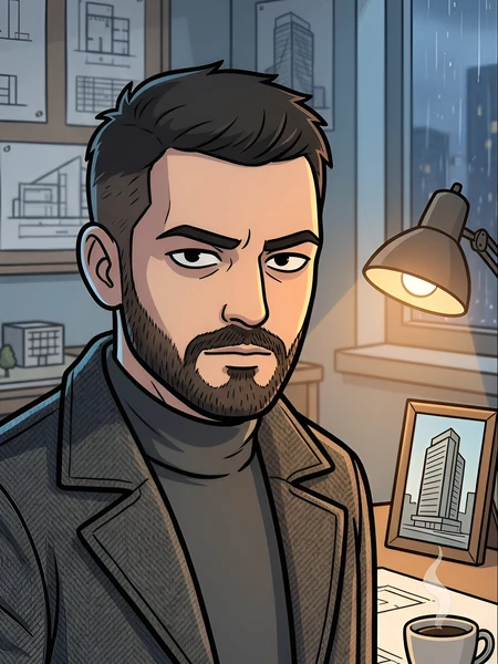 Milan Jovanović, arhitekta, u svom birou, portret iz serije
